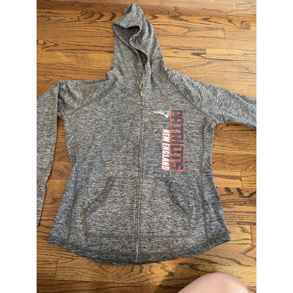 New England Patriots Full Zip Hooded Jacket - G-III 4Her by Carl Banks Gray L/G